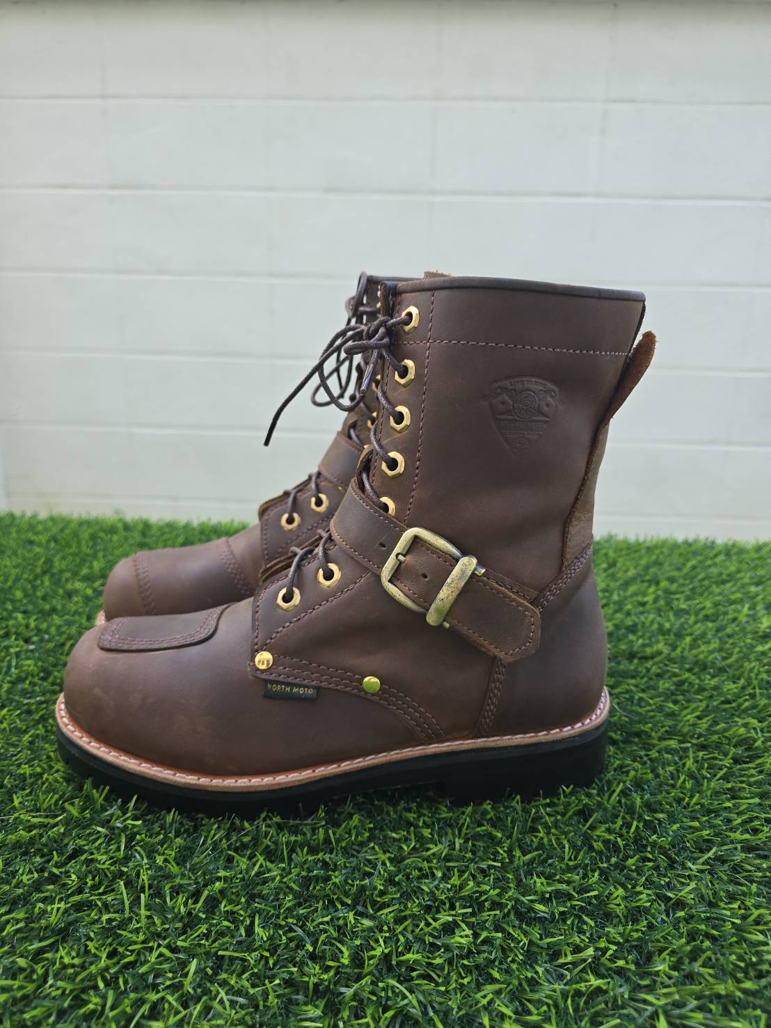 รองเท้าขี่มอเตอร์ไซด์หนังแท้ สไตล์คลาสสิค รุ่น Moto-05(Fatboy) สีสนิม