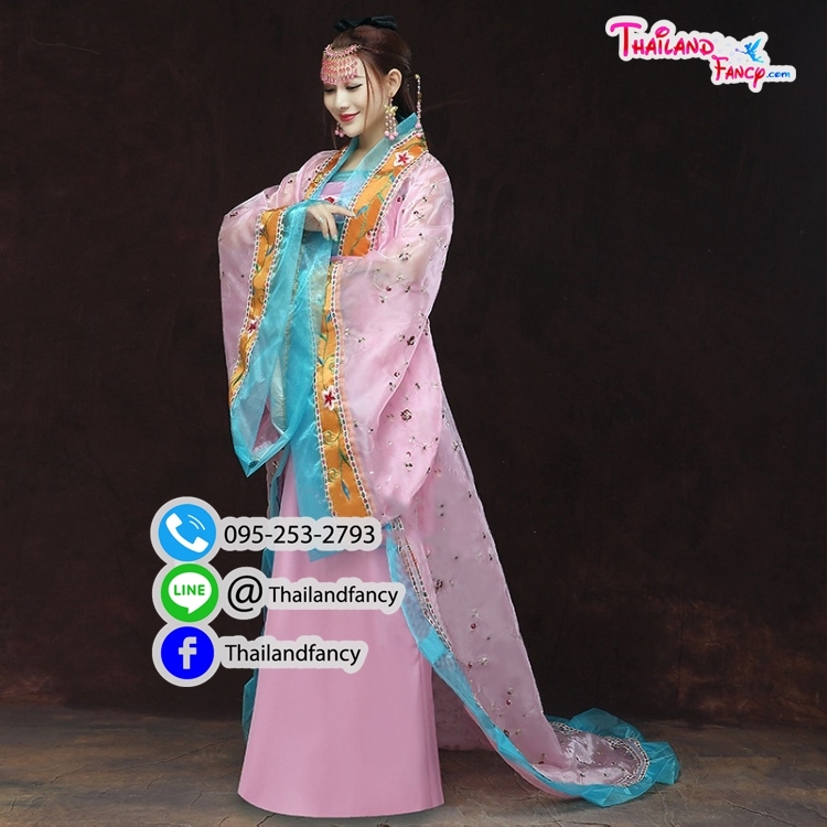 ชุดเช่าแฟนซีผู้หญิง เช่าชุดจอมยุทธ์จีน ชุดจีนโบราณผู้หญิง ชุดราชวงศ์จีน ชุดนางสนมในราชสำนัก ชุดองค์หญิงจีน ชุดจีนกำลังภายใน ชุดฮองเฮา ชุดจีนย้อนยุคสีชมพูตัดขอบฟ้า