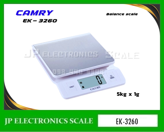 เครื่องชั่งดิจิตอล 5000g เครื่องชั่งสูตรอาหาร 5กิโลกรัม เครื่องชั่งอาหารดิจิตอล 5kg เครื่องชั่งตวงกาแฟ 5kg เครื่องชั่งตวงดิจิตอล พิกัด 5kg ความละเอียด 1g ยี่ห้อ CAMRY รุ่น EK3260 (คละสี)
