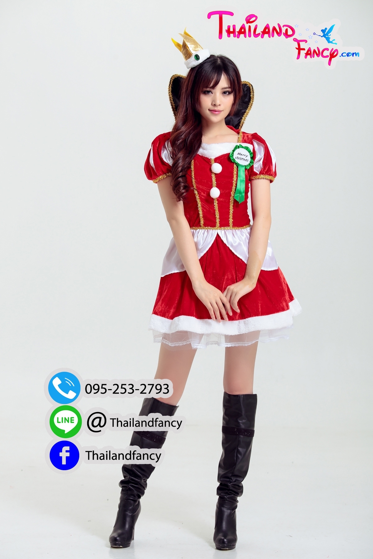 ชุดแซนตี้ ชุดซานต้าผู้หญิง ชุดคริสต์มาสผู้หญิง ชุดแฟนซี ชุดปาร์ตี้ปีใหม่ เดรสแซนตี้เจ้าหญิงขาวแดง