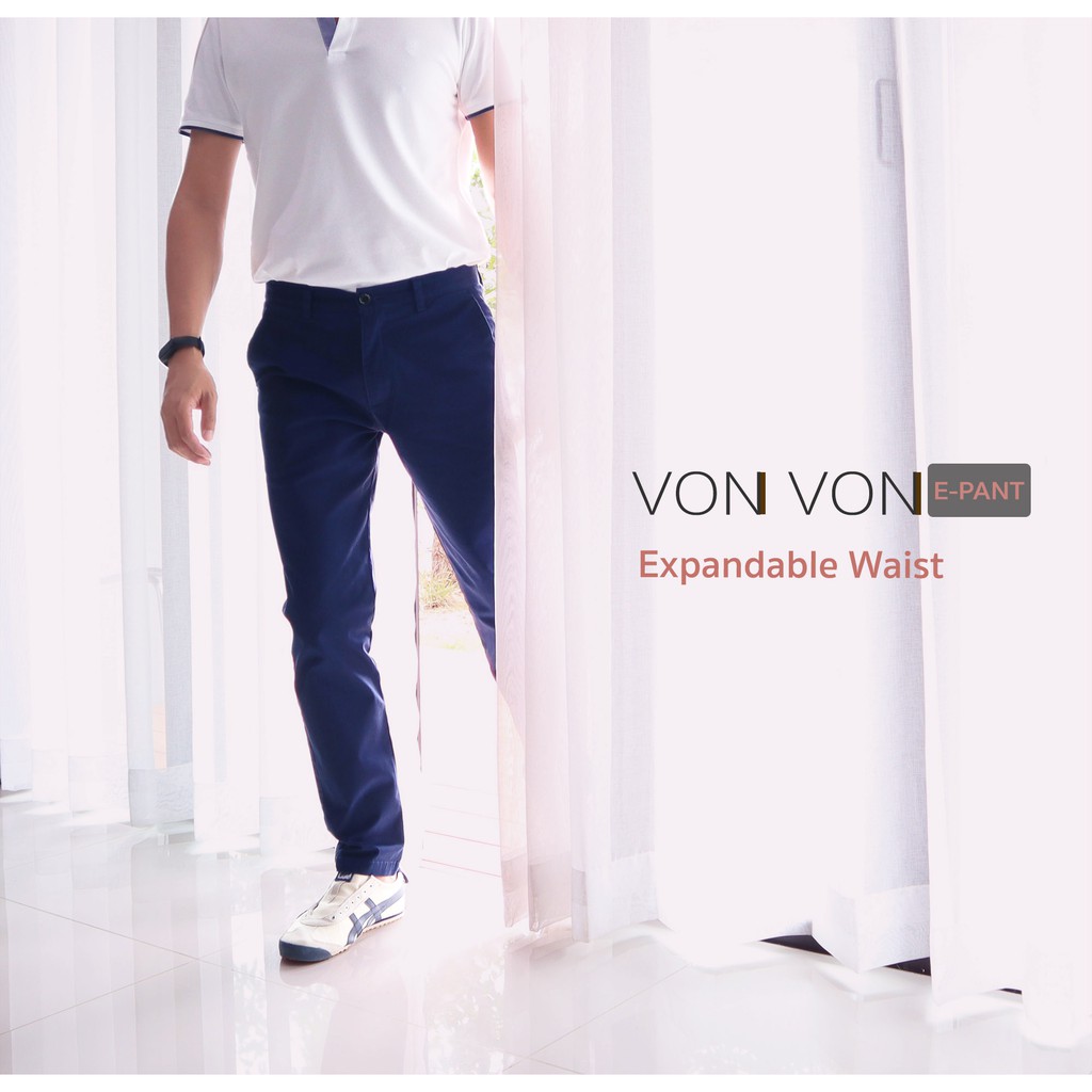 E-PANT กางเกงชิโน่ทรงกระบอกเล็ก Expandable Waist - VON VON