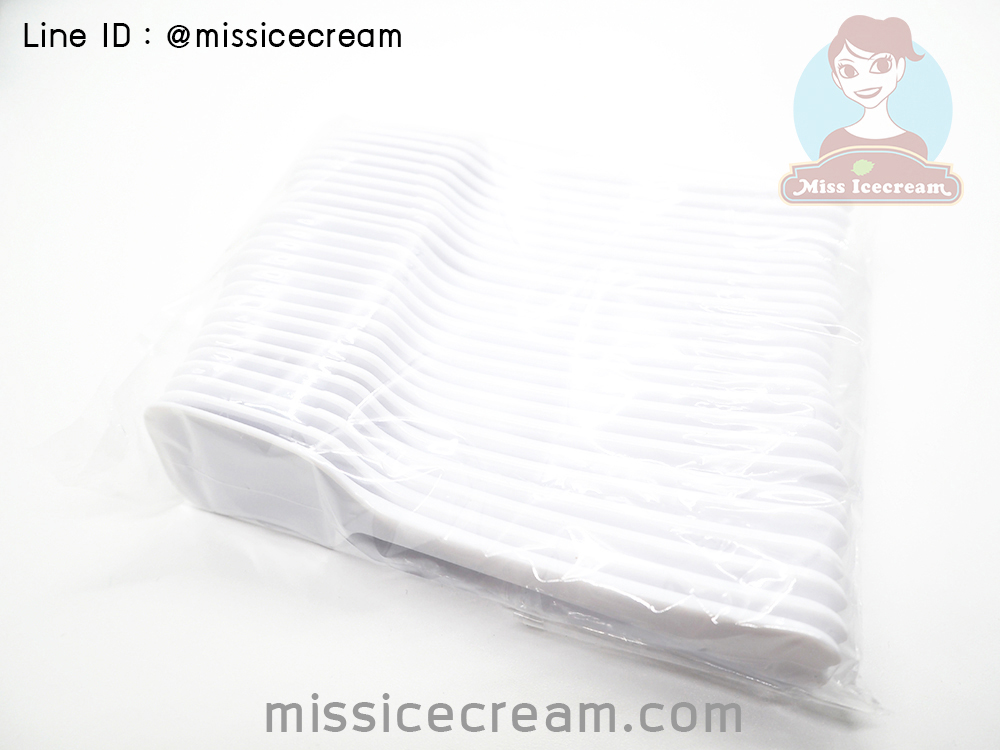 ช้อนไอศกรีมยาวสีขาว สีดำ