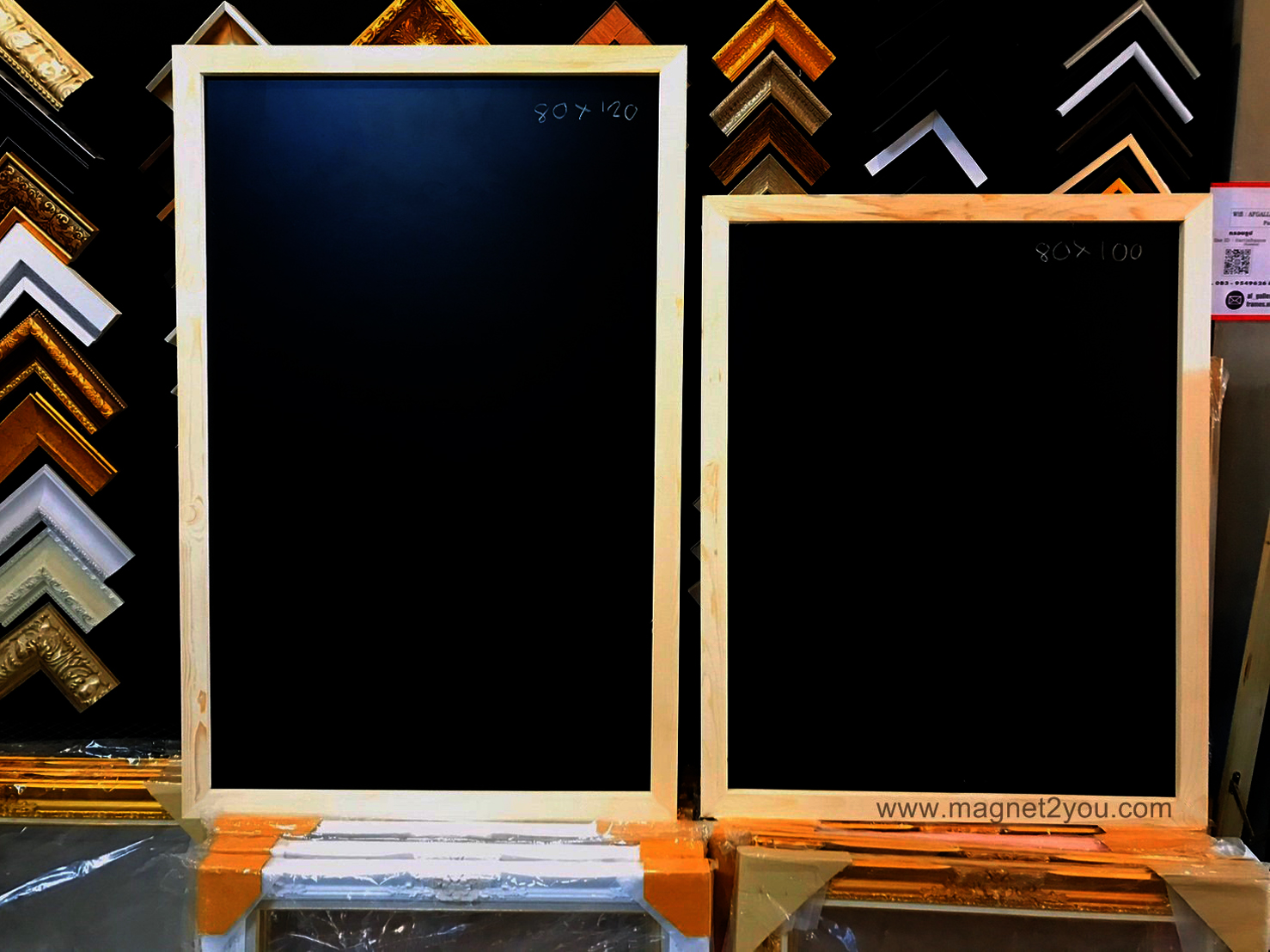 กระดานดำติดผนัง เลือกสีกรอบได้ ขนาด 80x100