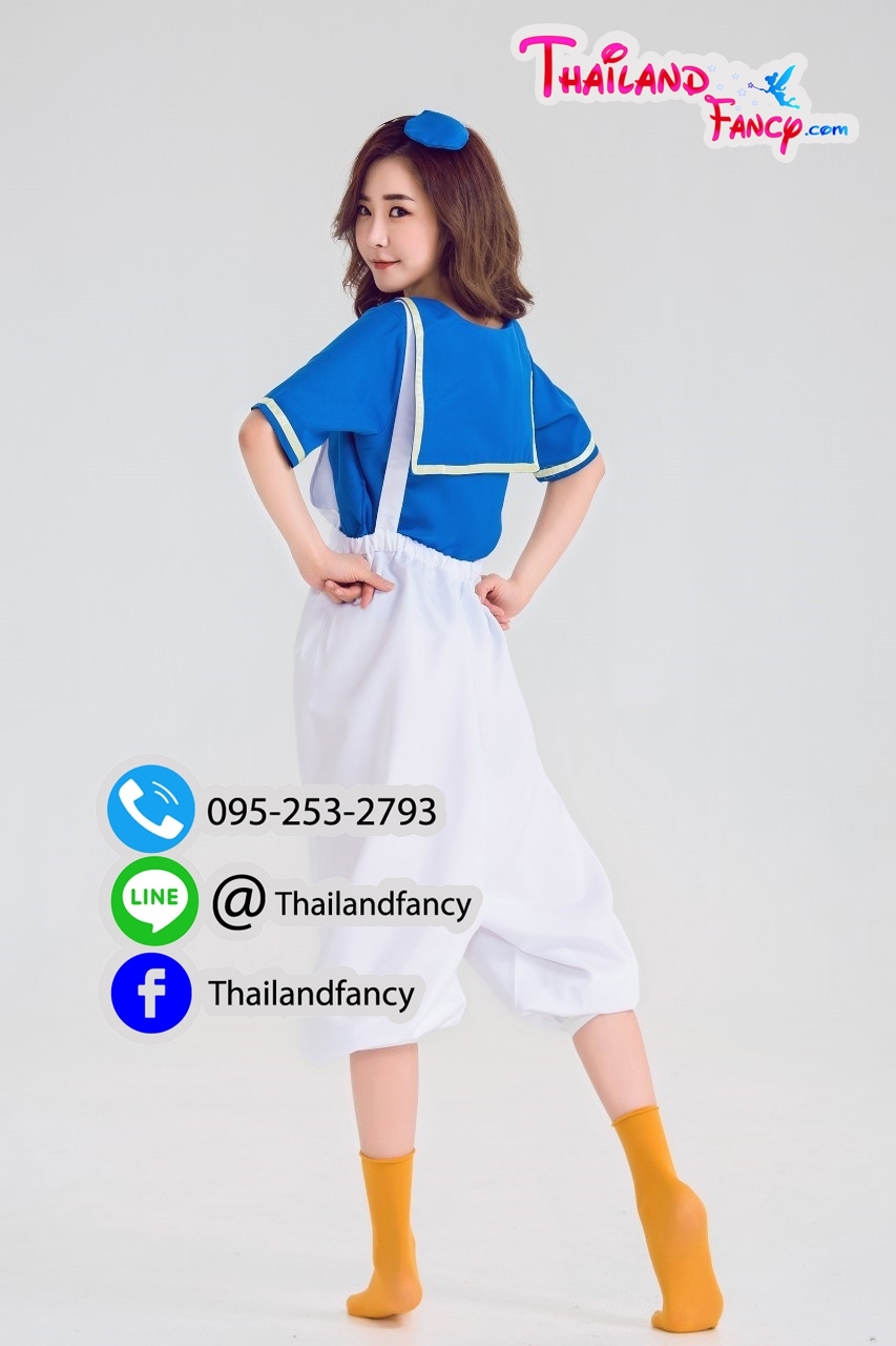 ชุดแฟนซีกะลาสีผู้ใหญ่ ชุดการ์ตูนวอลต์ดิสนีย์ Donald Duck & Daisy Duck Cosplay ชุดทหารเรือโดนัลดั๊ก ชุดเดซี่ดั๊กกะลาสีเอี๊ยมขาวผู้หญิง เสื้อปกทหารเรือ