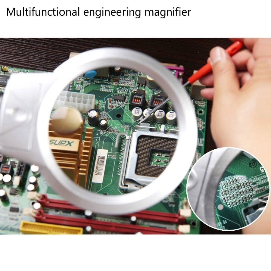 แว่นขยายหนีบโต๊ะขนาดเล็ก กำลังขยาย 2 เท่า พร้อมไฟLED2 หลอดสำหรับส่องสว่าง Magnifying Lamp 2x 5x