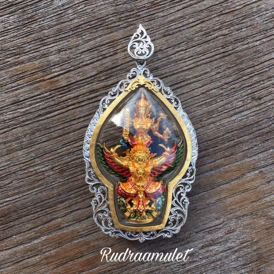 จี้พระนารายณ์ทรงครุฑ เนื้อกะไหล่ทองลงยา