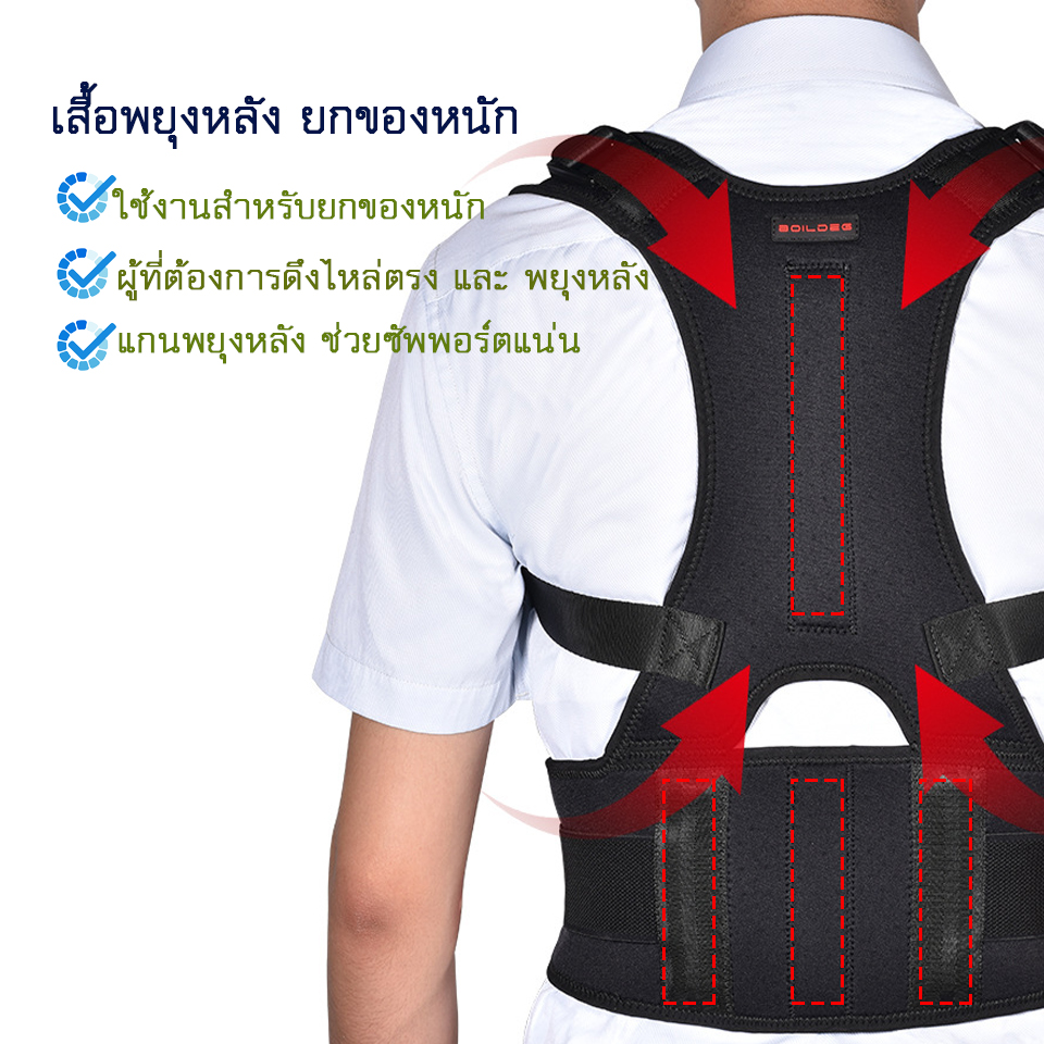 BOILDEG เสื้อพยุงหลัง ยกของหนัก ปรับบุคลิกภาพ ลดการปวดหลัง