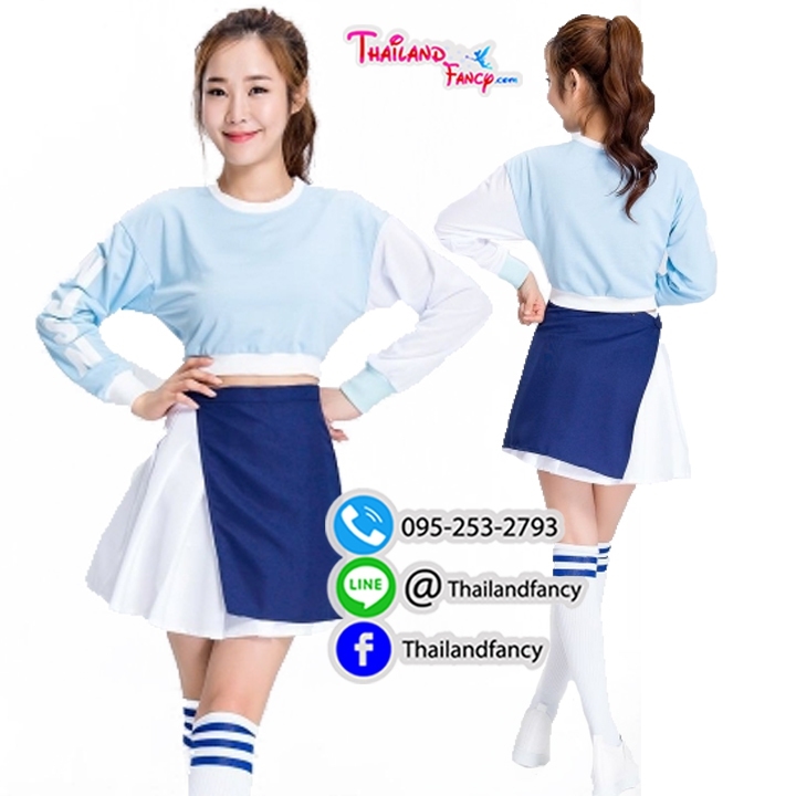 ชุดวงเกาหลี Cover Dance Cosplay ชุดวงเกิร์ลกรุ๊ป WJSN-Cosmic Girls ชุดเต้นแดนเซอร์ ชุดโคฟเวอร์แดนซ์เกาหลี ชุดเชียร์สีฟ้าขาว