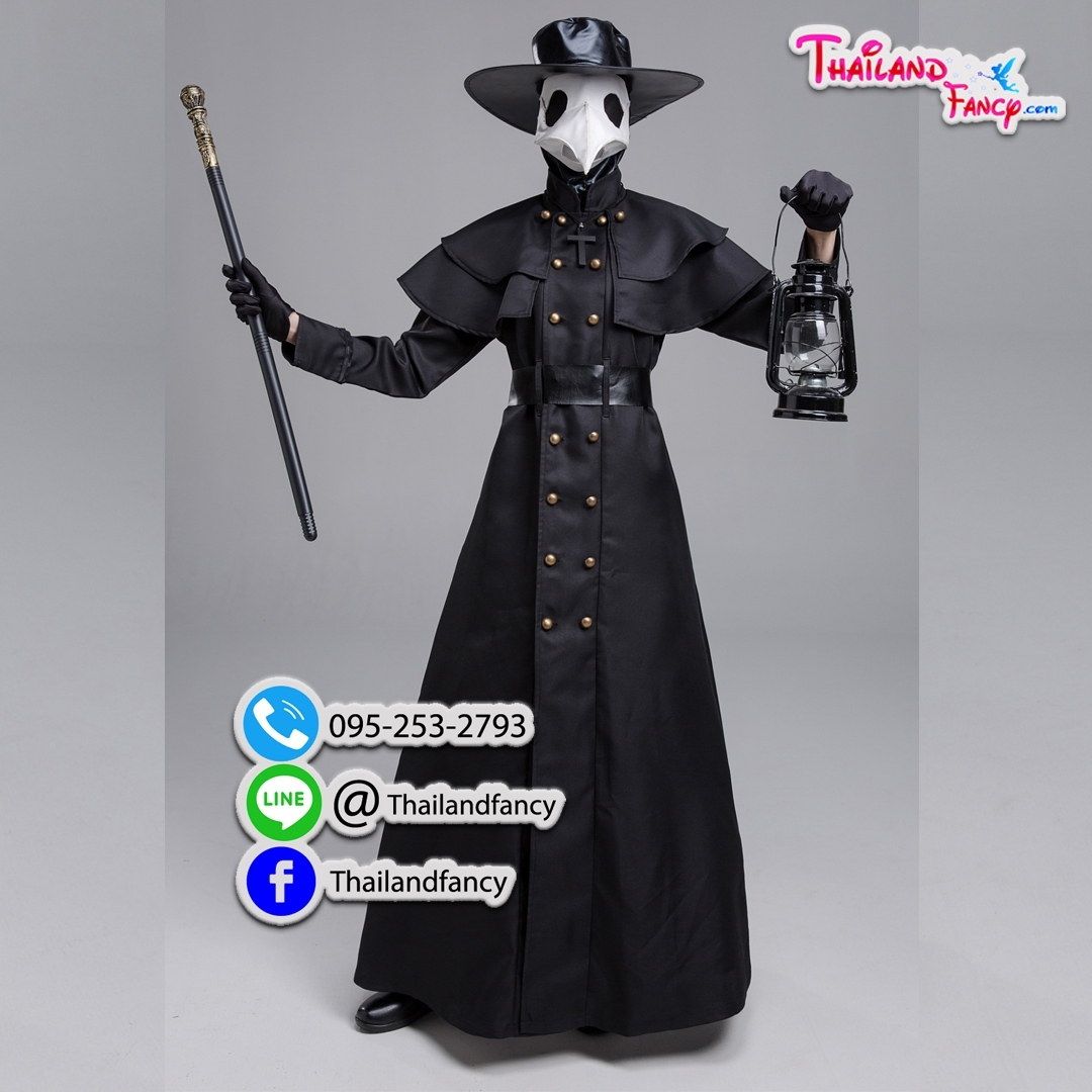ชุดเช่าแฟนซีผู้ชาย ชุดเช่าอีกาดำ Plague Doctor ชุดผีซอมบี้ ชุดอีกาผู้ชาย Halloween Night Costume ชุดปีศาจอีกา ชุดเช่าหมออีกาดำ