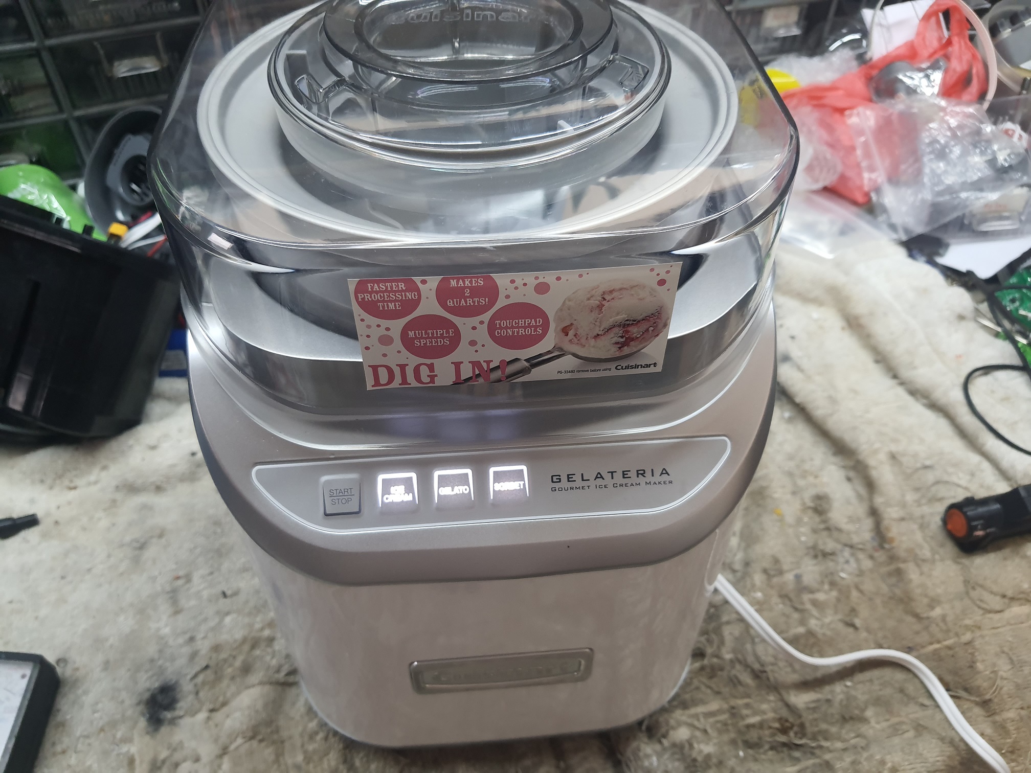 เครื่องทำไอศกรีม ยี่ห้อ CUISINART รุ่น ICE60W อาการเครื่องซ๊อต