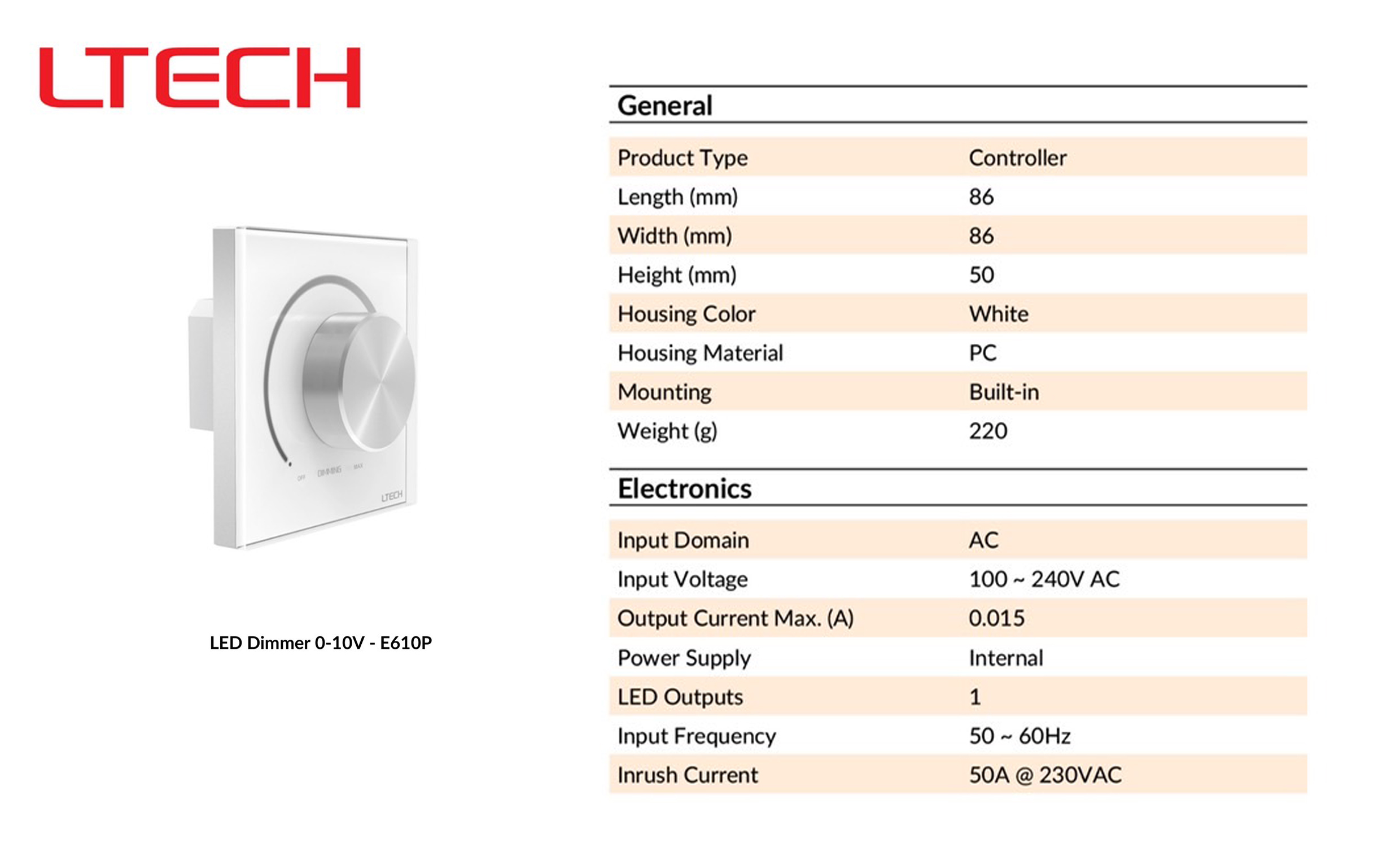LED Switch Dimmer E610P LTECH
