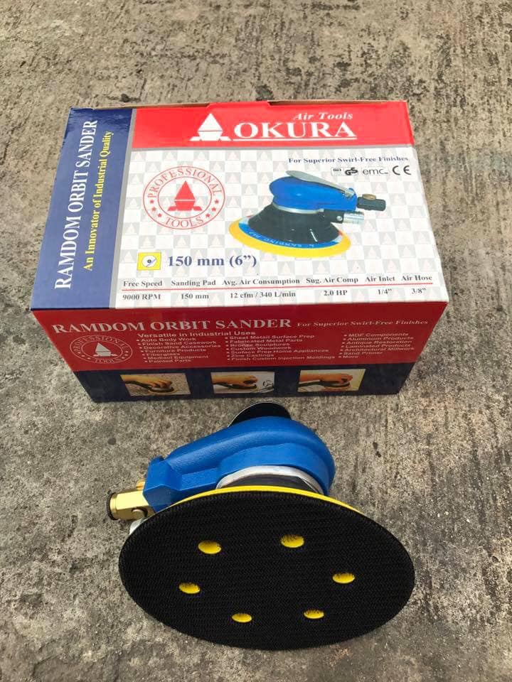 เครื่องขัดลม ขัดกระดาษทราย ยี่ห้อ OKURA 6"