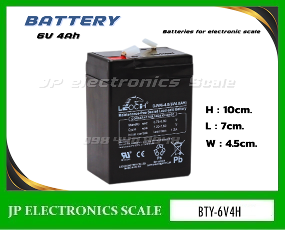 แบตเตอรี่อะไหล่เครื่องชั่ง แบตหน้าจอเครื่องชั่ง BATTERY 6V 4Ah
