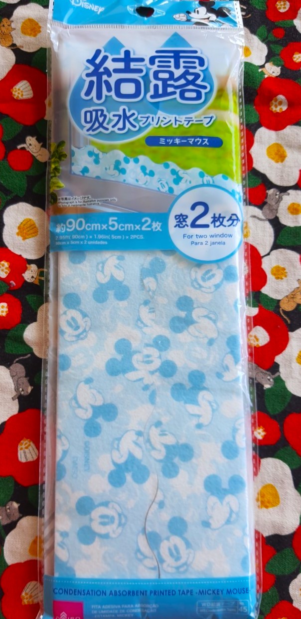 Disney Mickey mouse condensation absorbent printed tape for 2 window สติ๊กเกอร์ตกแต่ง กระจก / เฟอร์นิเจอร์ สิ่งของ มิกกี้เม้าส์ Size : 90 x 5 cm 2 ชิ้น แท้จากญี่ปุ่น