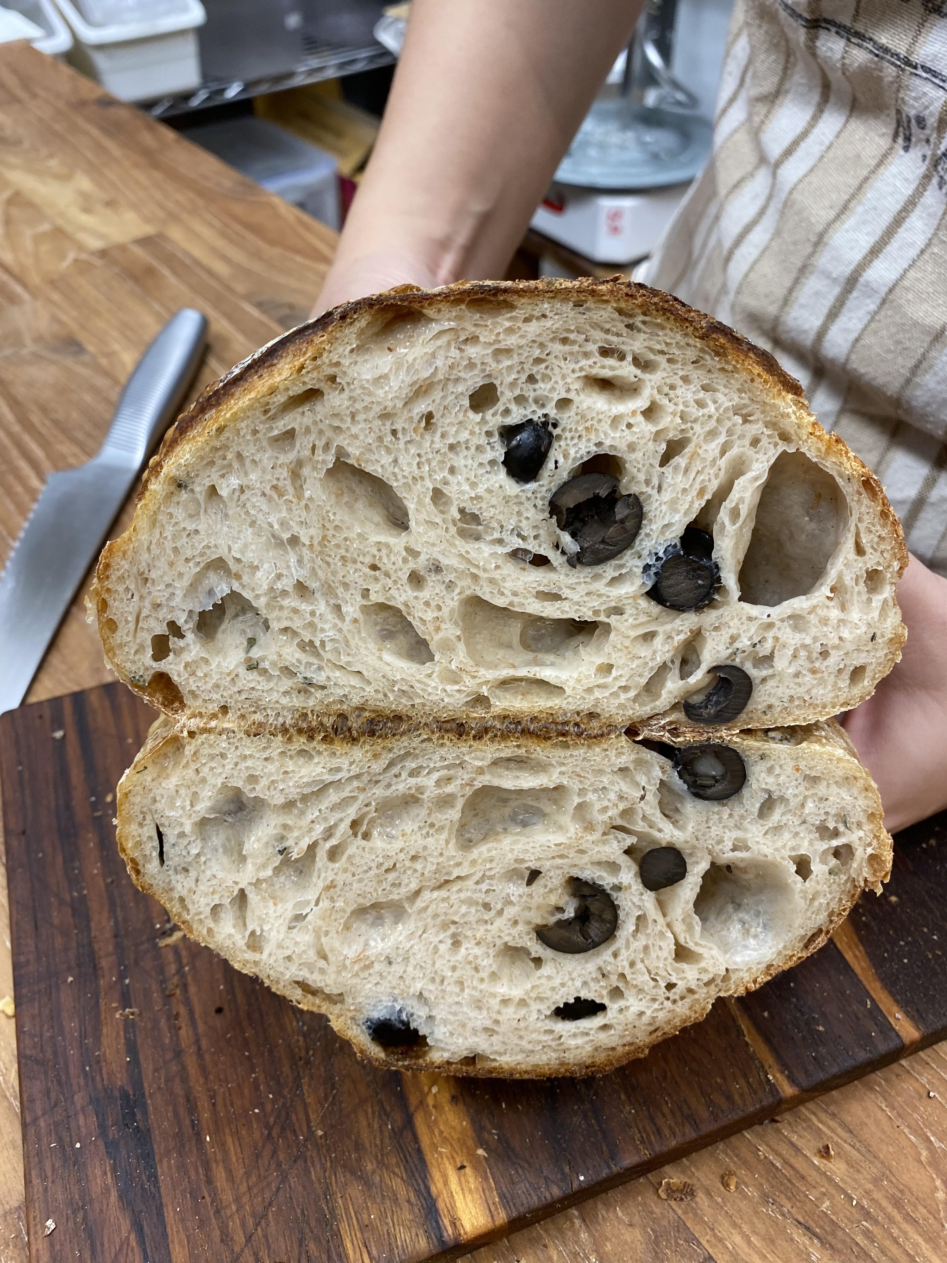 Ⓥ Olive & Rosemary Sourdough Loaf or Tin (16% Whole Wheat, Vegan)