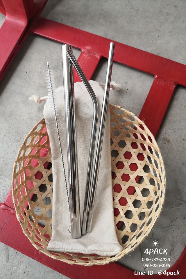 เซทหลอดรักษ์โลก3ชิ้น พร้อมถุงผ้า ส่งฟรีเื่อสั่งขั้นต่ำ 5ชุด