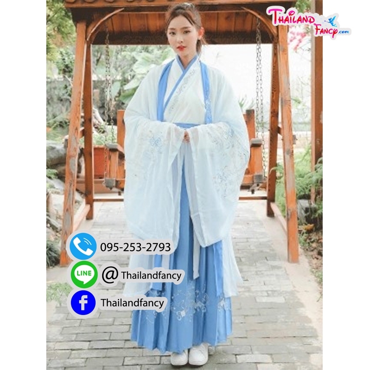 ชุดเช่าแฟนซีผู้หญิง เช่าชุดจอมยุทธ์จีน ชุดจีนโบราณหญิง ชุดเจ้ายุทธจักร ชุดจีนกำลังภายใน ชุดเช่าจอมยุทธ์หญิงเสื้อสีฟ้า