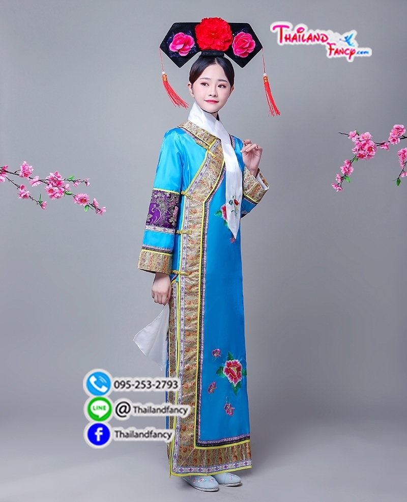 ชุดเช่าแฟนซีผู้หญิง ชุดจีนโบราณ ชุดแฟนซีองค์หญิงกำมะลอ ชุดคู่ฮ่องเต้ ชุดราชวงศ์หนังจีน ชุดไทเฮา เช่าชุดฮองเฮาจีนผู้หญิง สีชมพสดแต่งลายจีน