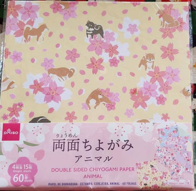 Origami paper กระดาษพับ โอริกามิ น้องหมา ชิบะ ใช้ในงานประดิษฐ์ Size : 15 x 15 cm = 60 แผ่น