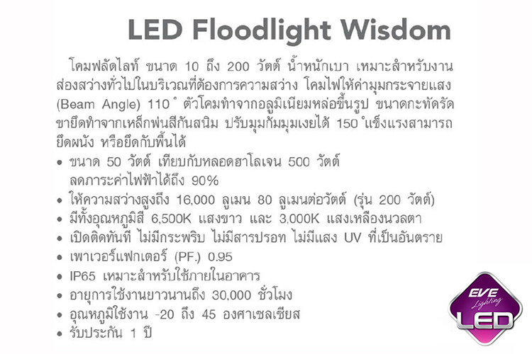 EVE LED Flood Light Wisdom สปอร์ตไลท์ อีฟ แอลอีดี รุ่น Wisdom 20W