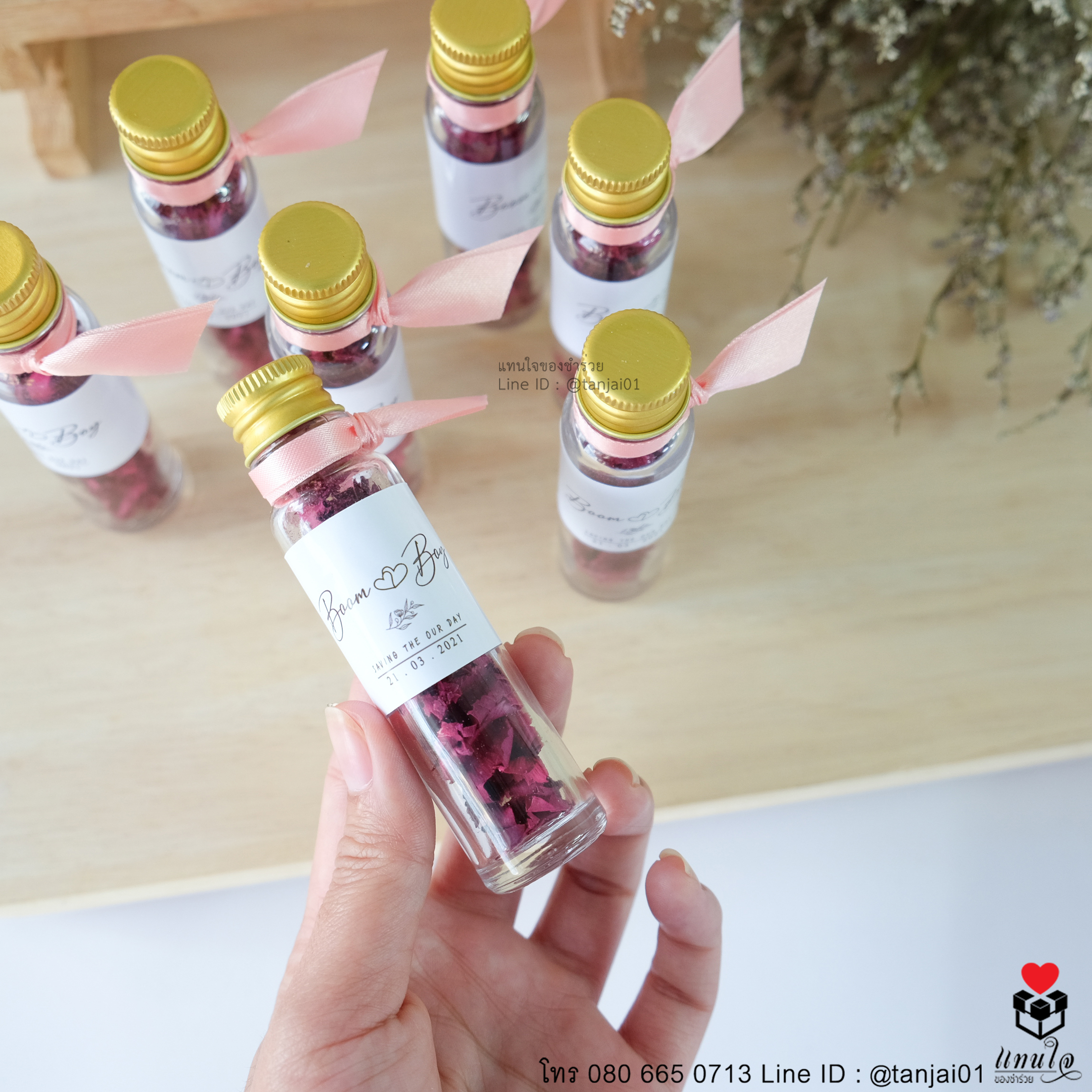 ของชำร่วยงานแต่งงาน บุหงาหอมในขวดแก้ว ผูกริบบิ้น แนววินเทจ ของแจกงานแต่งงาน ของที่ระลึกงานแต่งงาน 05