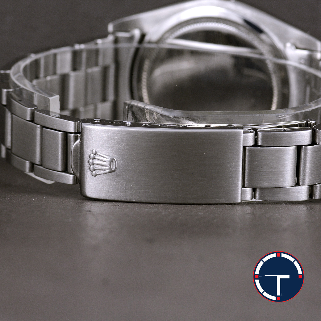 Rolex Oyster Ref.6427 หน้าปัดสีฟ้า ขอบรางรถไฟ สายOysterแท้แบบม้วน นาฬิกาปี1975 ไขลาน ขนาด 34 mm