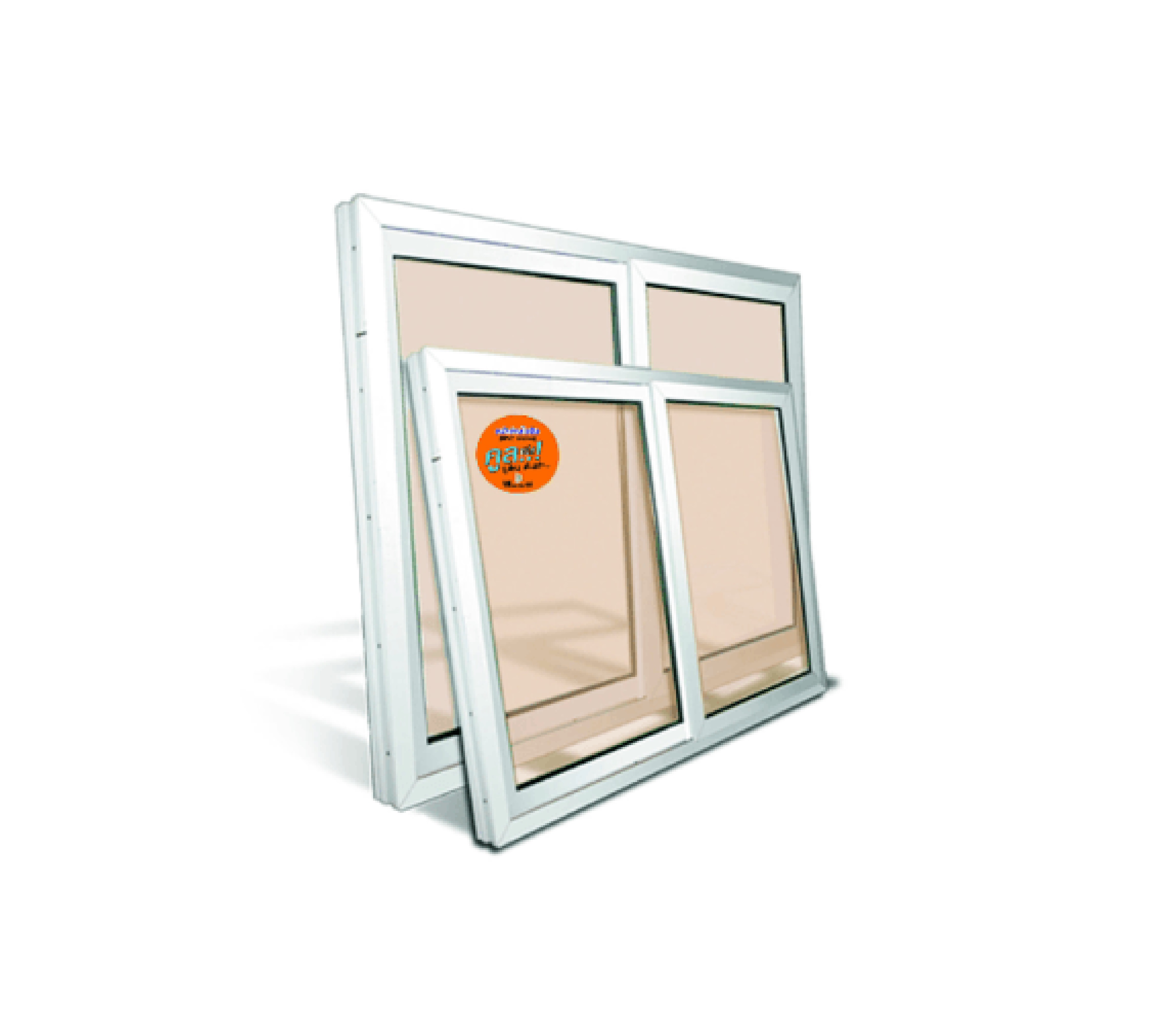 WELLINGTAN หน้าต่างไวนิล บานเลื่อน SS (กระจกสีชา) 100x120ซม. สีขาว พร้อมมุ้ง