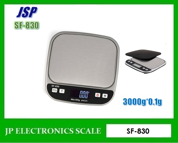 เครื่องชั่งละเอียดสูง3000g เครื่องชั่ง ละเอียด3000g เครื่องชั่งคุณภาพสูง3000กรัม เครื่องชั่งน้ำหนัก3000กรัม เครื่องชั่งน้ำหนัก3000g ตาชั่ง3000g กิโลดิจิตอล3000กรัม เครื่องชั่ง3000g*0.1g ยี่ห้อ JSP รุ่น SF-830 ขนาดถาดชั่ง 100*130mm.