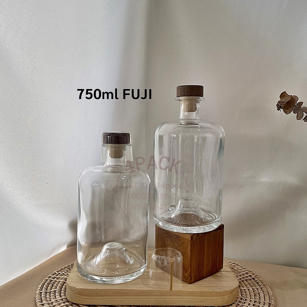 (กล่องละ20ใบ)ขวดแก้ว+ฝาไม้สีเข้มแบบ รุ่นFuji(ฟูจิ)+จุกก็อกไม้