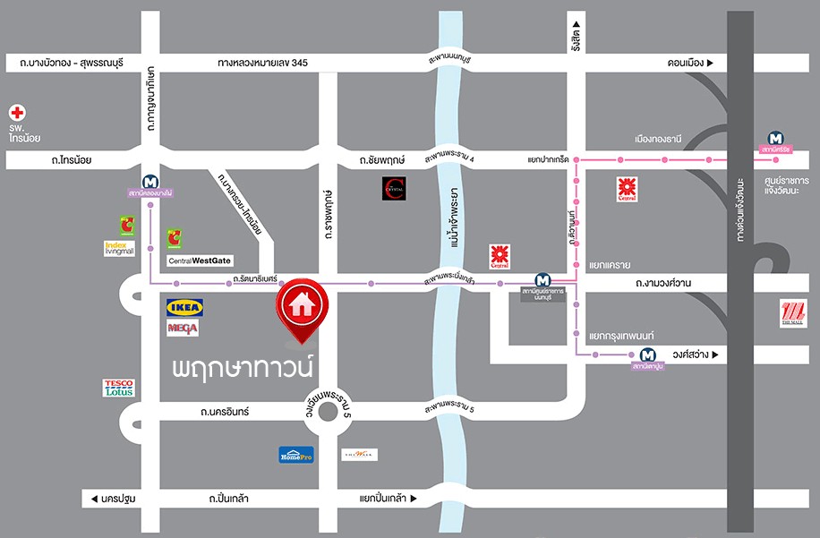 บ้านให้เช่า “ใกล้วงเวียนพระราม 5 “ สภาพใหม่มาก