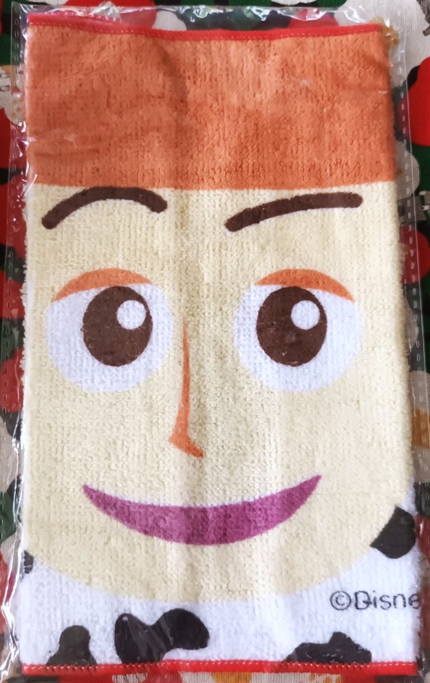 ผ้าเช็ดหน้า Toy strory woody (ญี่ปุ่น) ทอยสตอรี่ วู้ดดี้ Size : 20 x 20 cm