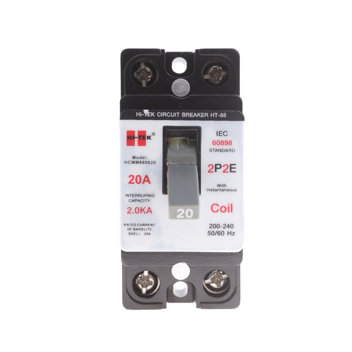 HI-TEK เบรกเกอร์ 2P 20A รุ่น HT88 สีดำ