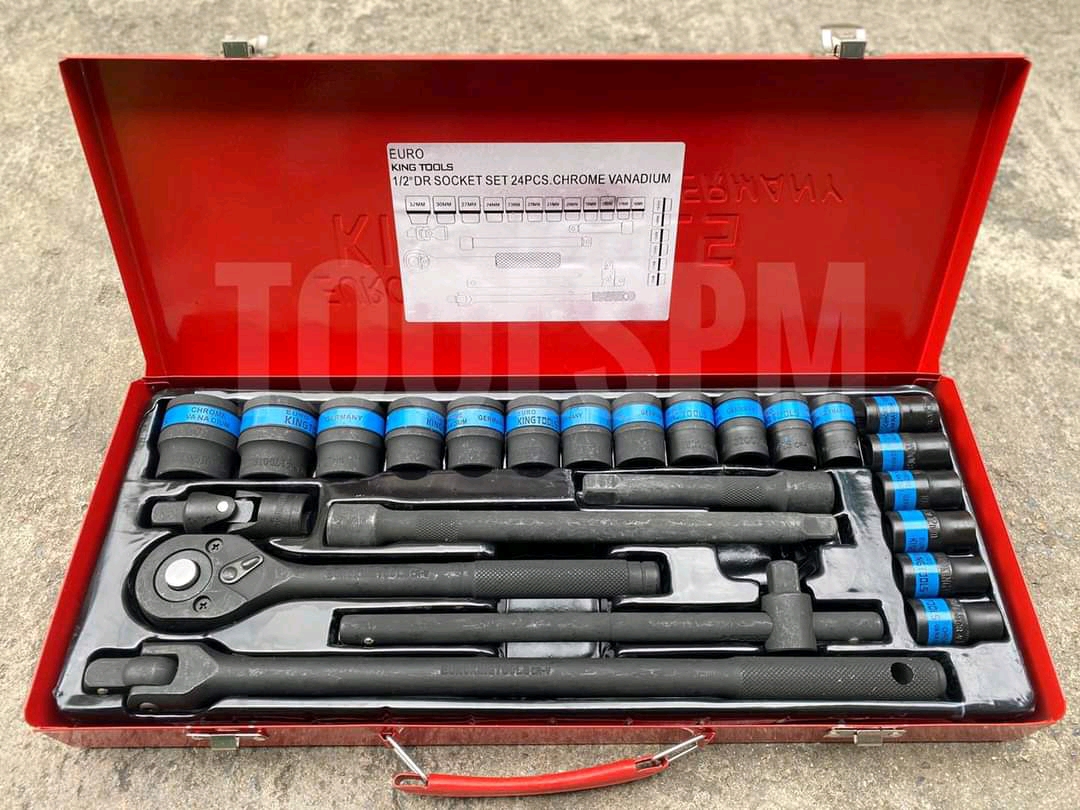 ชุดบล็อกลมดำ Euro King tool 4 หุน 24 ชิ้น แบบ 12 เหลี่ยม