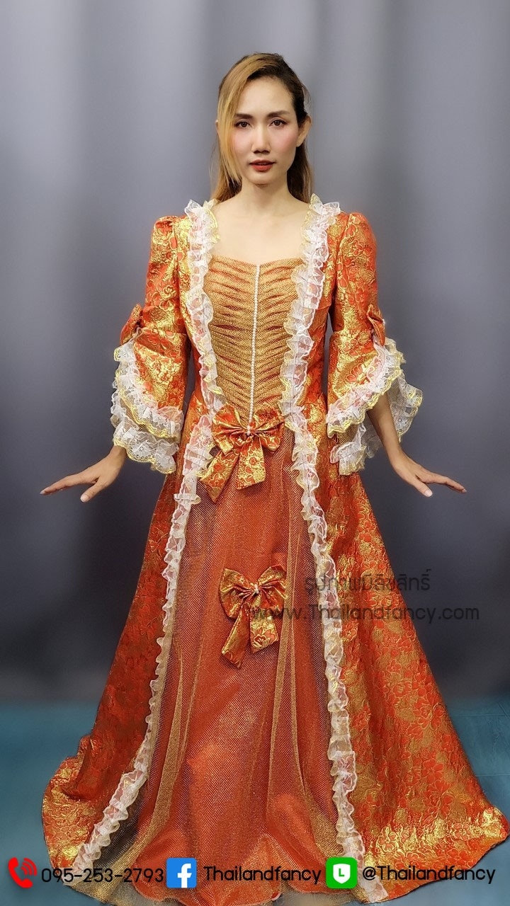 ชุดแฟนซีผู้หญิงสำหรับเช่า ชุดวิคตอเรียสีแดง ชุดเจ้าหญิงอังกฤษ ชุดผู้ดีอังกฤษ ชุดหลุยส์ฝรั่งเศส Victoria Cosplay ชุดเช่าเจ้าหญิงยุคเรเนซองค์โกธิคสีแดงสด