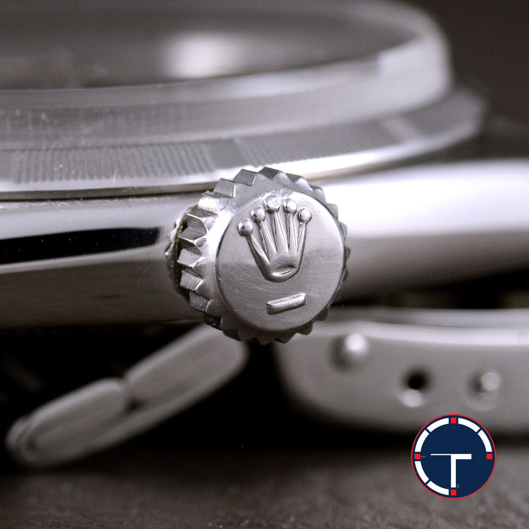 Rolex Oyster Ref.6427 หน้าปัดสีฟ้า ขอบรางรถไฟ สายOysterแท้แบบม้วน นาฬิกาปี1975 ไขลาน ขนาด 34 mm