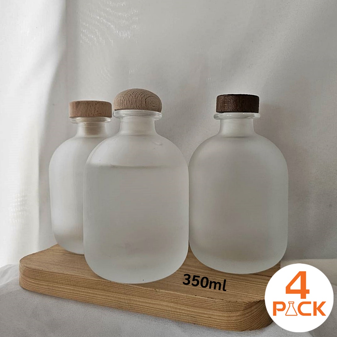 (กล่องละ 48ใบ)ขวดแก้ว350ml รุ่นไหเงินไหทอง ใส/ฝ้า+ฝาจุกไม้