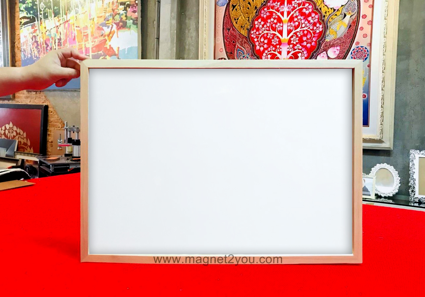 กระดานไวท์บอร์ด 40x60 ติดผนังเลือกสีกรอบได้