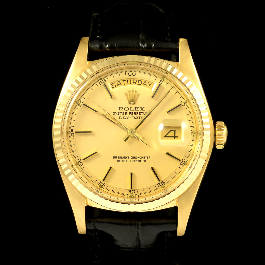 Rolex Day-Date Ref.1803 18K Yellow Gold หน้าปัดสีทอง หลักนาทีเลขอารบิก ขอบหยัก ตัวเรือนทองคำ18K นาฬิกาปี1973 Automatic ขนาด 36 mm