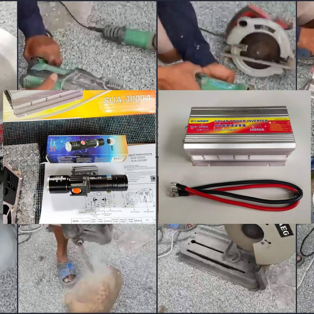 อินเวอร์เตอร์ แปลงไฟ 12V เป็นไฟบ้าน 220V ขนาด 3,000W แถมฟรี ไฟฉายUSB 1ชิ้น