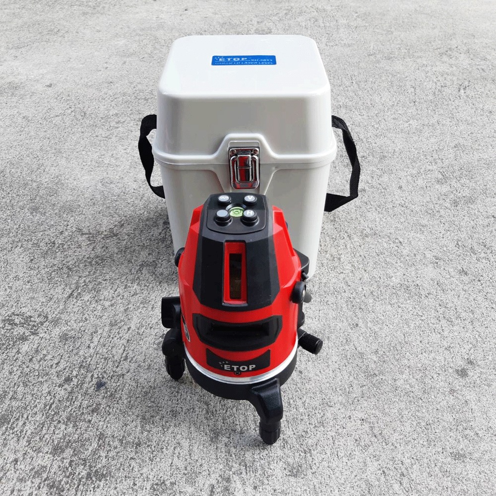 เครื่องวัดระดับเลเซอร์สีเขียว ETOP 5เส้น5สาย+ขาและอุปกรณ์ครบชุด