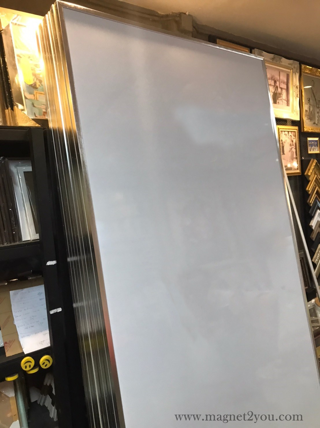 กระดานไวท์บอร์ดติดแม่เหล็กได้ 120x240 ติดผนัง กรอบPS เลือกสีกรอบได้