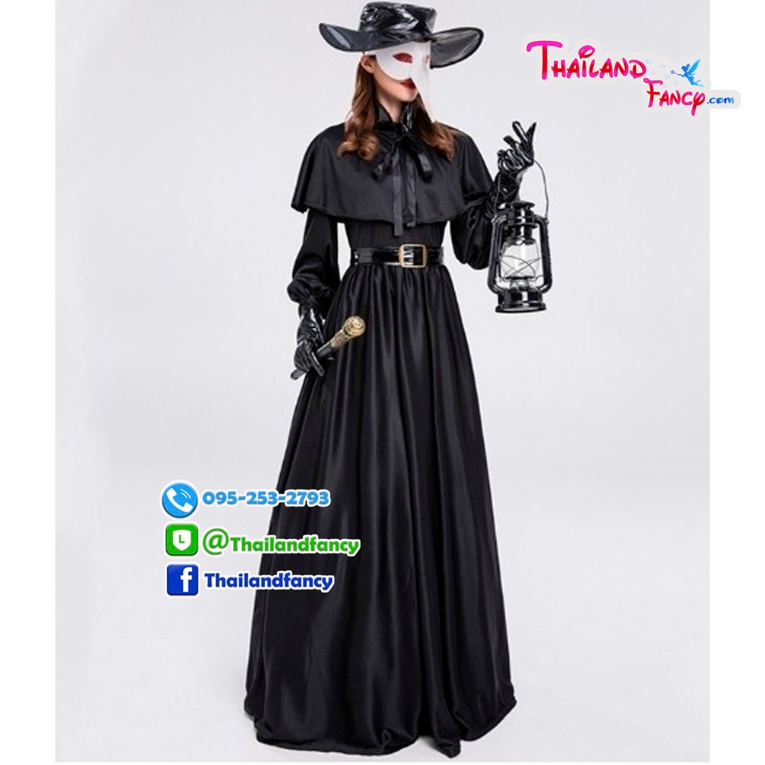 ชุดเช่าแฟนซีผู้หญิง ชุดเช่าอีกาดำ Plague Doctor ชุดผีซอมบี้ ชุดอีกาผู้หญิง Halloween Night Costume ชุดปีศาจอีกา ชุดเช่าหมออีกาดำ
