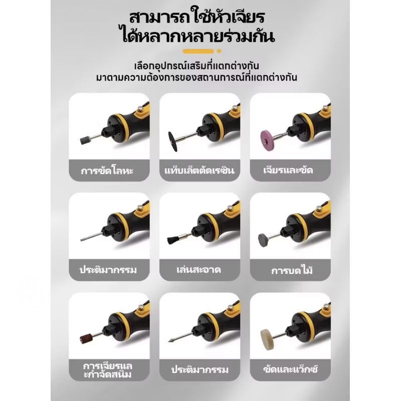 เครื่องเจียร์ mini 7.2V เครื่องเจียรไร้สาย ปรับได้ 5 ระดับ พร้อมอุปกรณ์เสริม 58 ชิ้น