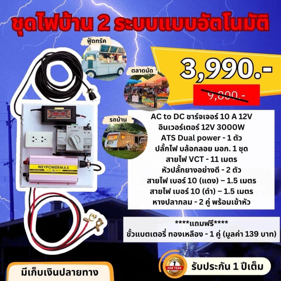ชุดไฟบ้าน 2 ระบบ