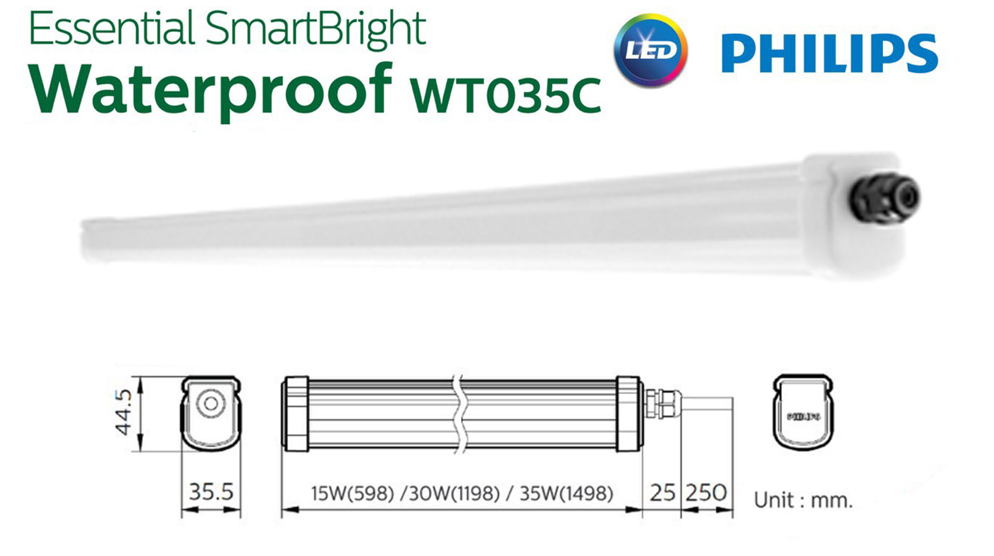 โคมกันน้ำกันฝุ่น Philips WT035C 15W,30W,35W