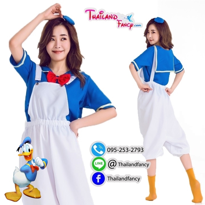 ชุดแฟนซีกะลาสีผู้ใหญ่ ชุดการ์ตูนวอลต์ดิสนีย์ Donald Duck & Daisy Duck Cosplay ชุดทหารเรือโดนัลดั๊ก ชุดเดซี่ดั๊กกะลาสีเอี๊ยมขาวผู้หญิง เสื้อปกทหารเรือ