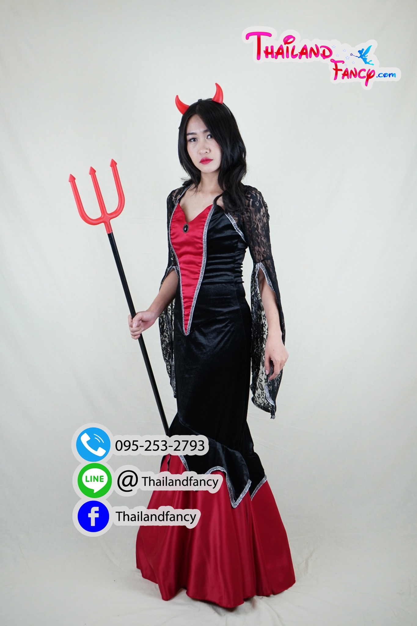 ชุดเช่าแฟนซีผู้หญิง ชุดเช่าแม่มดผู้หญิง ชุดนักเวทย์ผูหญิง ชุดแม่มดฮาโลวีน ชุดแม่มดซอมบี้ ชุดเดวิลผีดิบ ชุดราชินีแม่มด เดรสดำแดงโปรงทรงเมอเมด