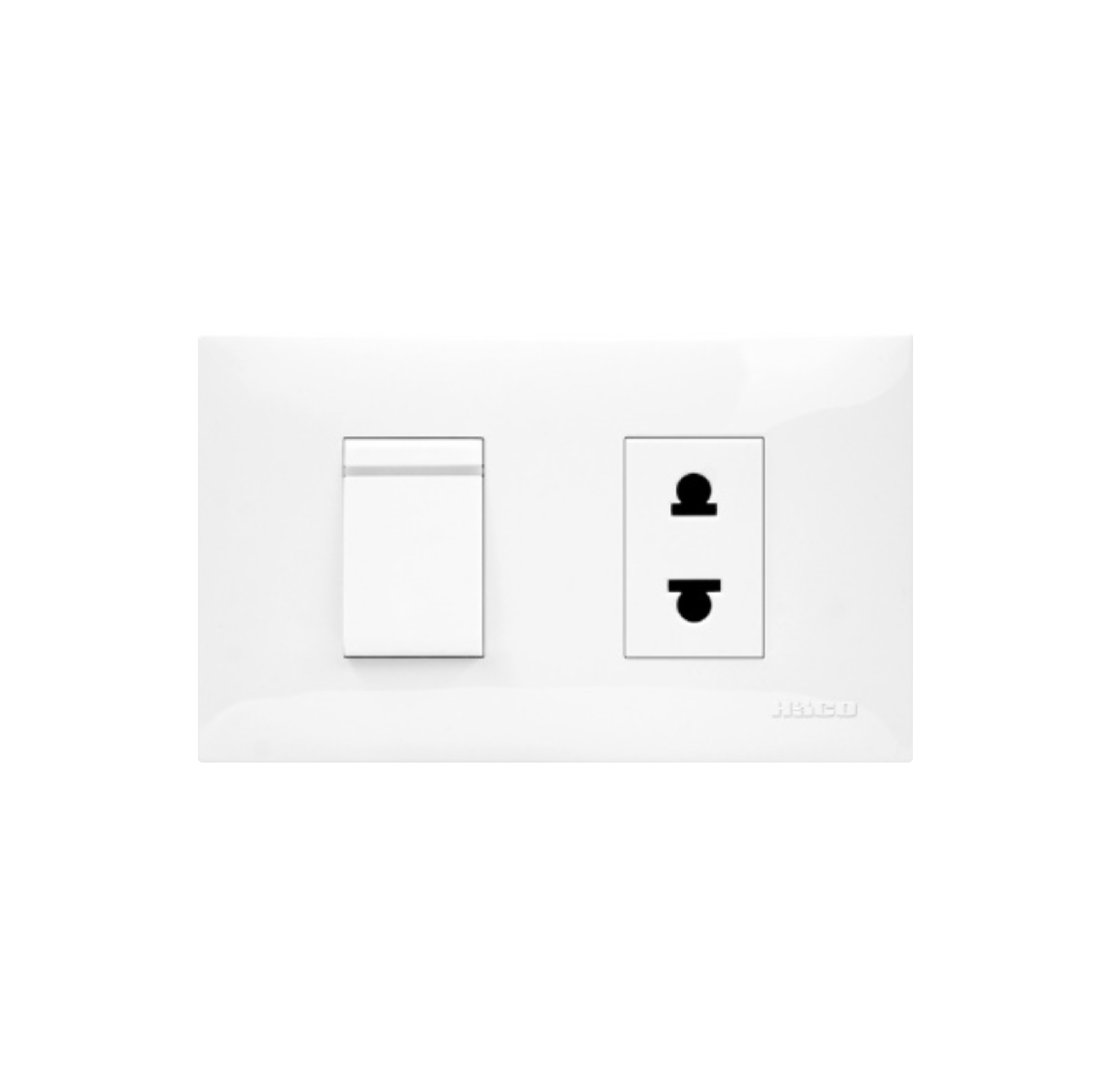 เต้ารับ 2 ขา 1 ช่อง + สวิตช์ทางเดียว 1 ช่อง พร้อมแผงหน้ากาก HACO IC-R11