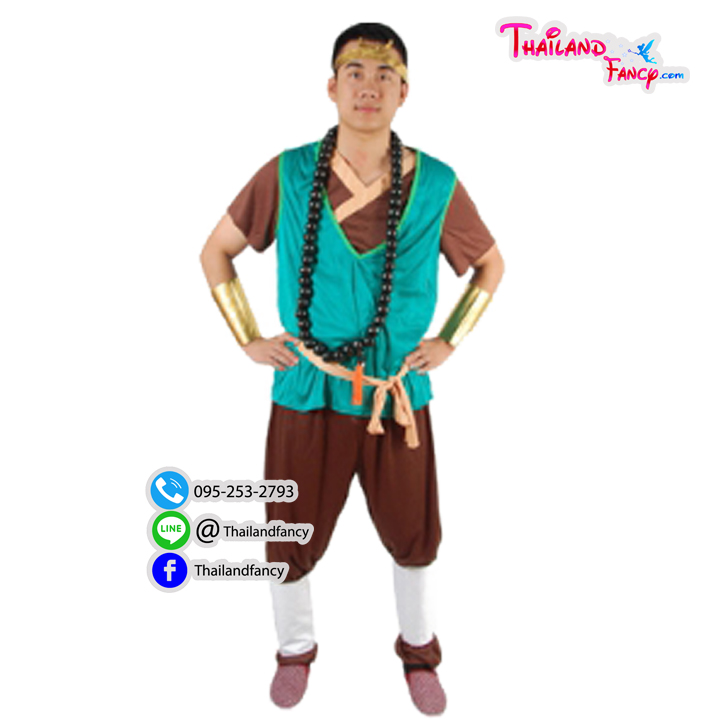 ชุดเช่าแฟนซีผู้ชาย ชุดหนังจีน ชุดคอสเพลย์ภาพยนตร์ไซอิ๋ว ชุดจีนโบราณ ชุดศิษย์พระถังซัมจั๋ง ชุดเจ้าปลา ชุดซัวเจ๋งเสื้อเขียวกางเกงดำ