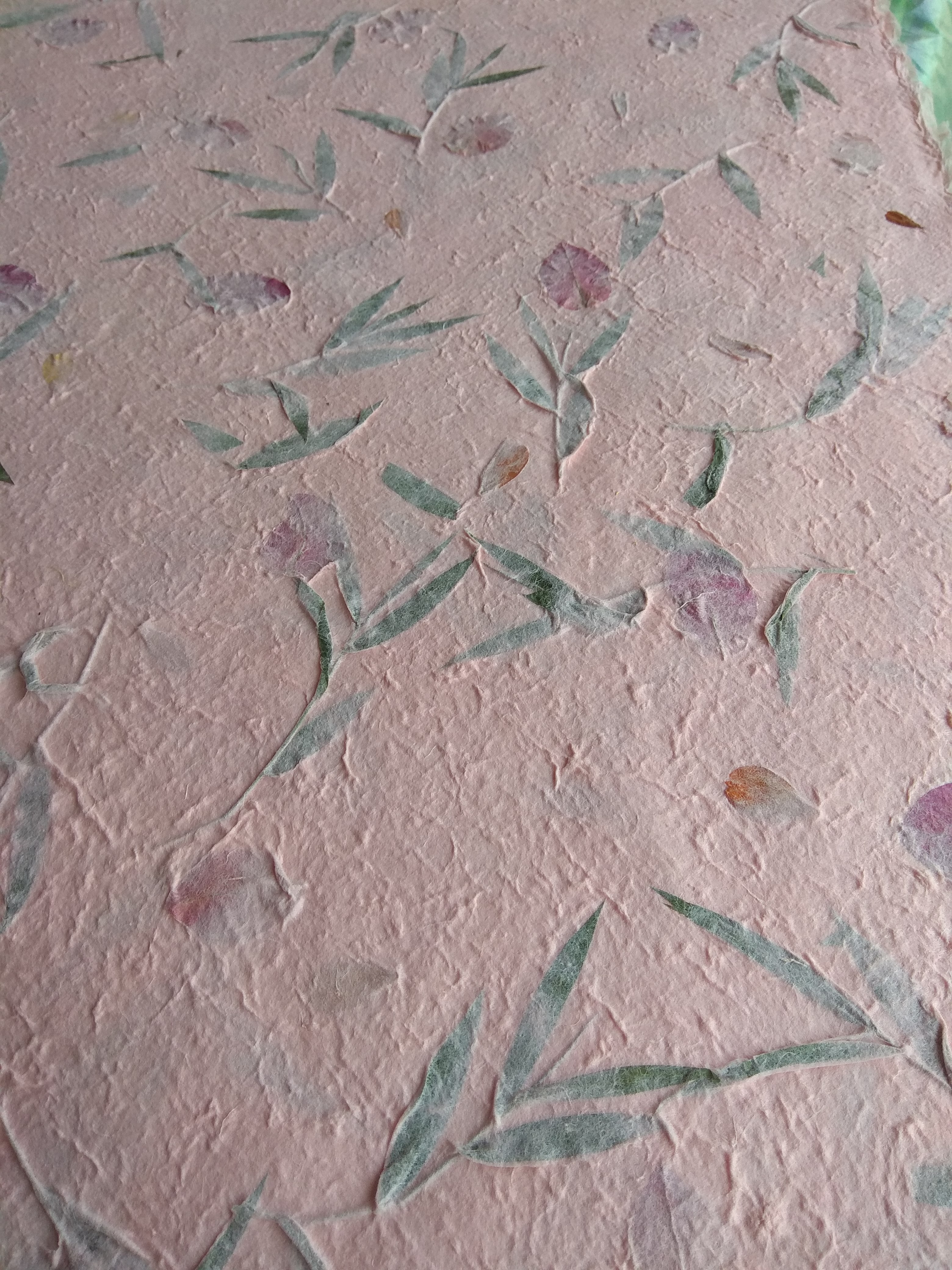 กระดาษสา หนา แบบขรุขระ มีดอกไม้ในตัว ไม่ขายปลีก เลือกสีทักไลน์